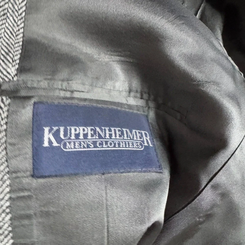 Kuppenheimer Blazer‎ Sport Coat 42L Mens Gray Herringbone Tweed
